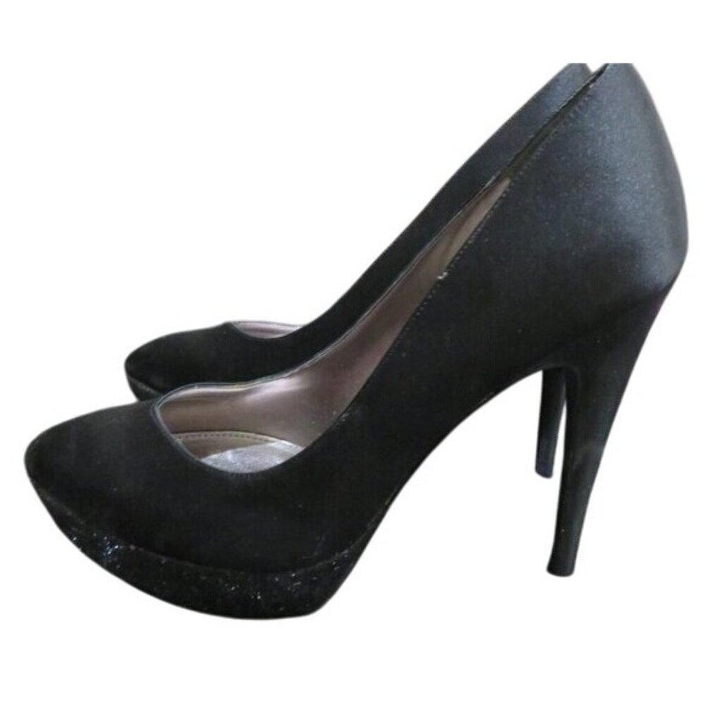 Nina Rinalda Platform Satin & Glitter Glam Pumps Heels Stilettos sz 8